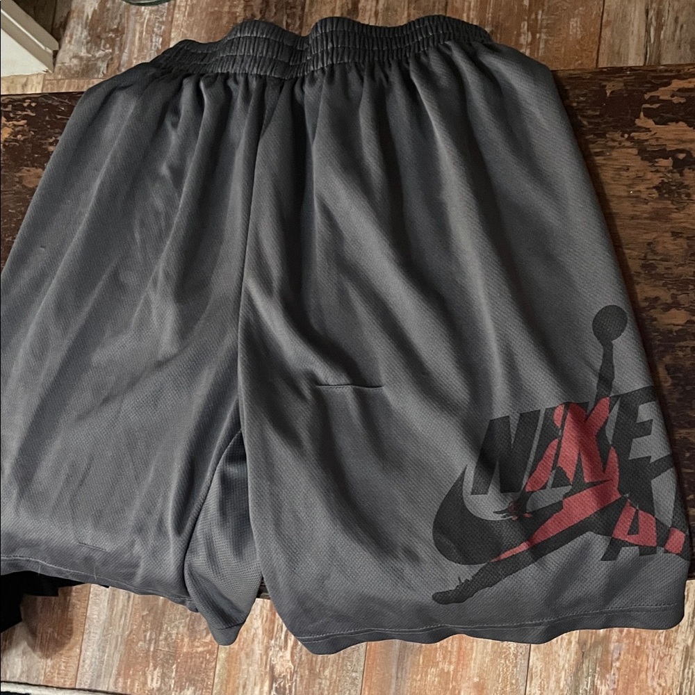 Nike Men's Gray and Red Athletic Shorts